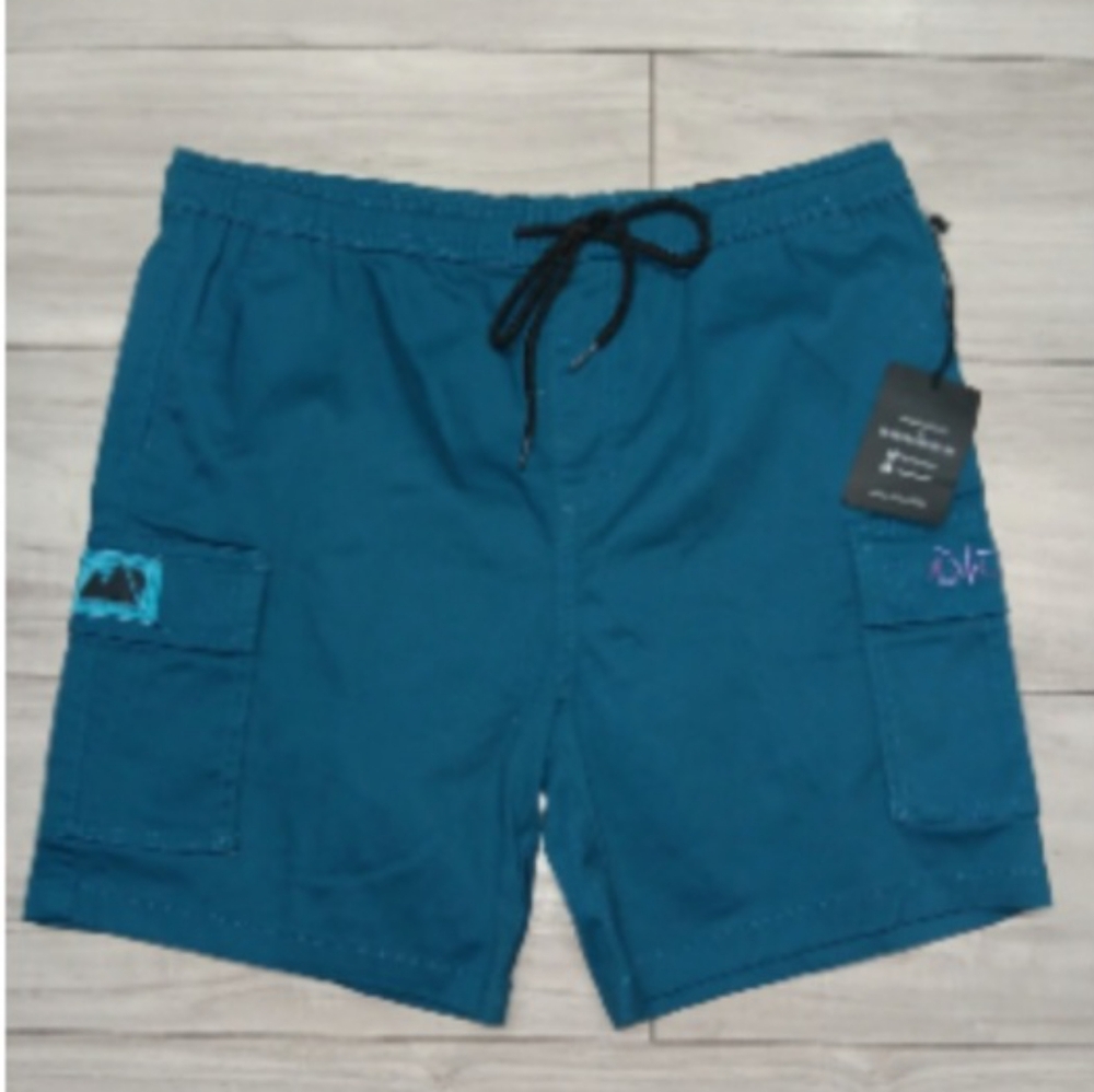 Brooklyn Cloth 7" Comfort Stretch Cargo Shorts For Men Medium Aqua Green